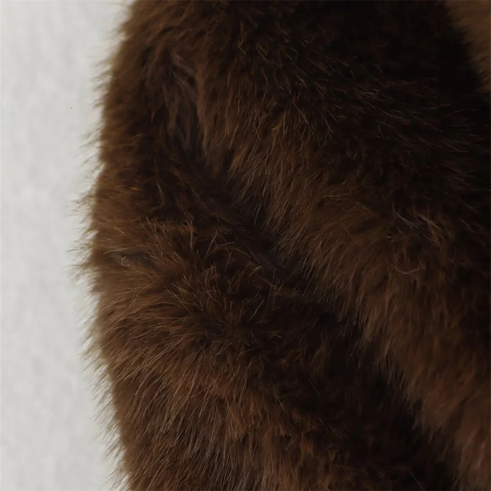 Loose lapel button embellished brown long sleeved jacket for womens autumn and winter collection 251021