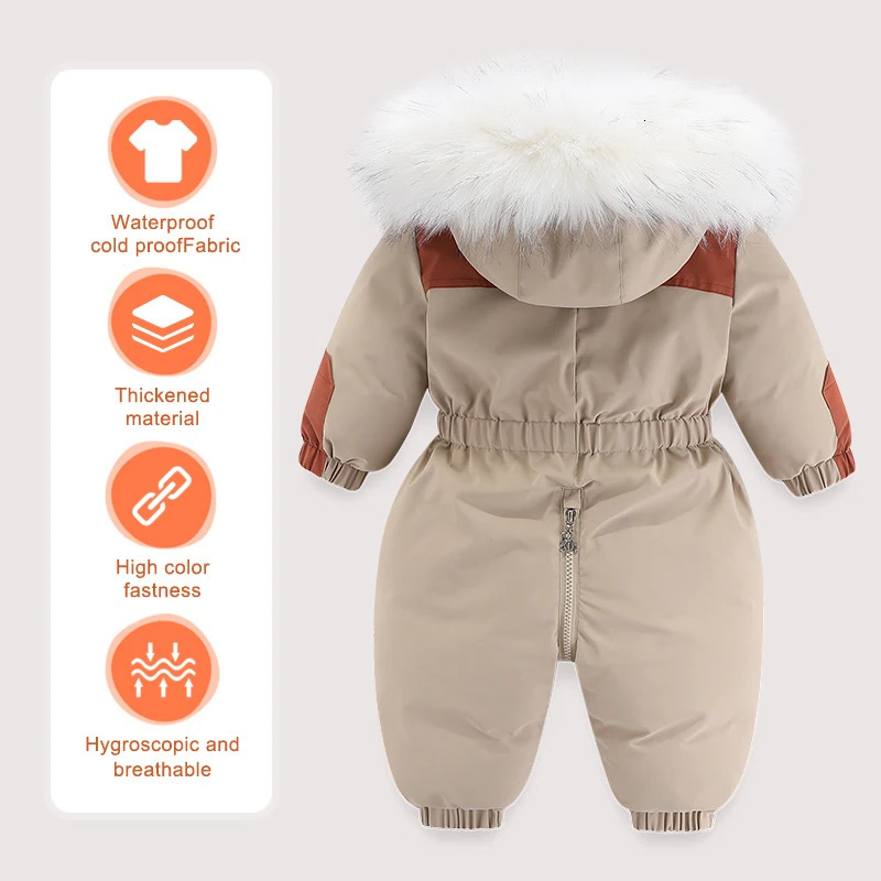 30 Degree Winter Baby Clothes Overalls Outwear Suits For Infants Ski Suit Thick Jumpsuit Waterproof Hooded Girls 251022