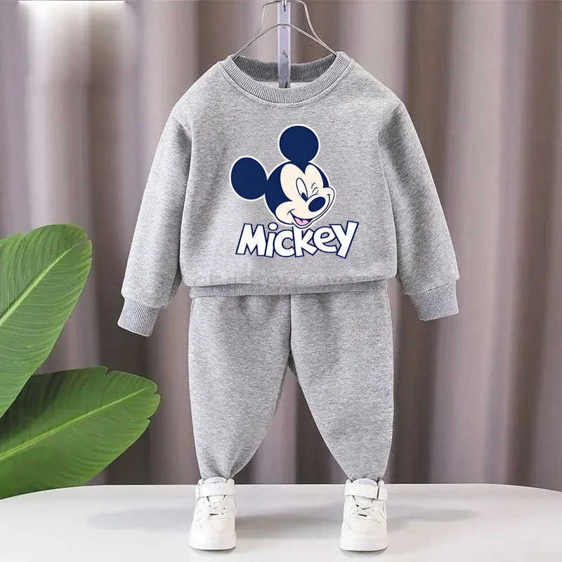 Disney Autumn Boys and Girls Hoodies Sets Mickey Printed Childrens Pullover and Long Pants Two Piece Suit Kids Casual Sweatsuit H251022
