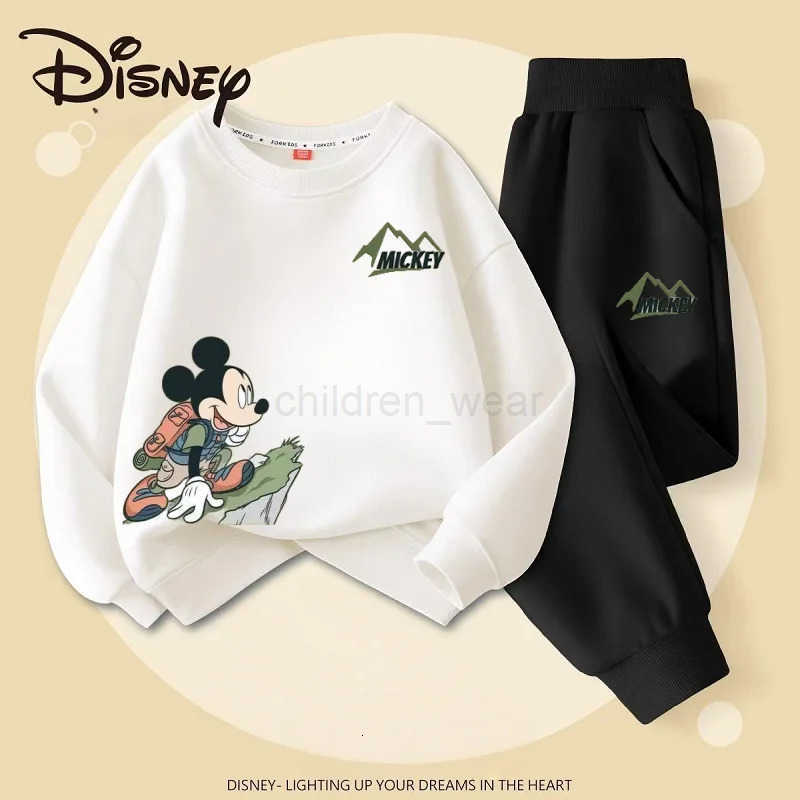 Disney Autumn Baby Girls Boys Clothes Set Children Mickey Printing Sweatshirt Top and Pants Bottom 2Pieces Suit Cotton Tracksuit H25102211