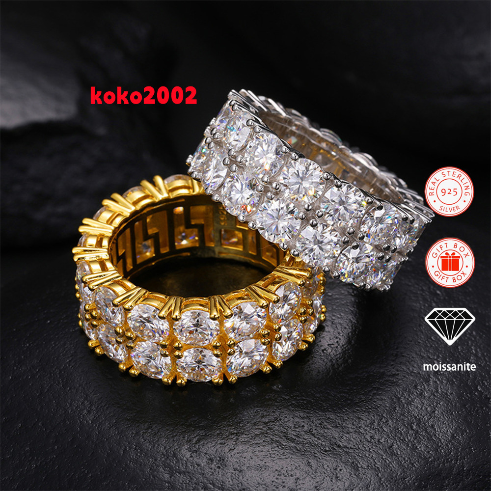 1pc Inlaid Moissanite Ring for Men 18K GoldPlated S925 Sterling Silver Ring Hiphop Style Ring