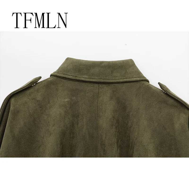 TFMLN New Fashion Suede Fabric Women Bomber Jackets 2025 Causal Long Sleeve Zipper Loose Coats Cropped Jacket Outwear1 Y251105