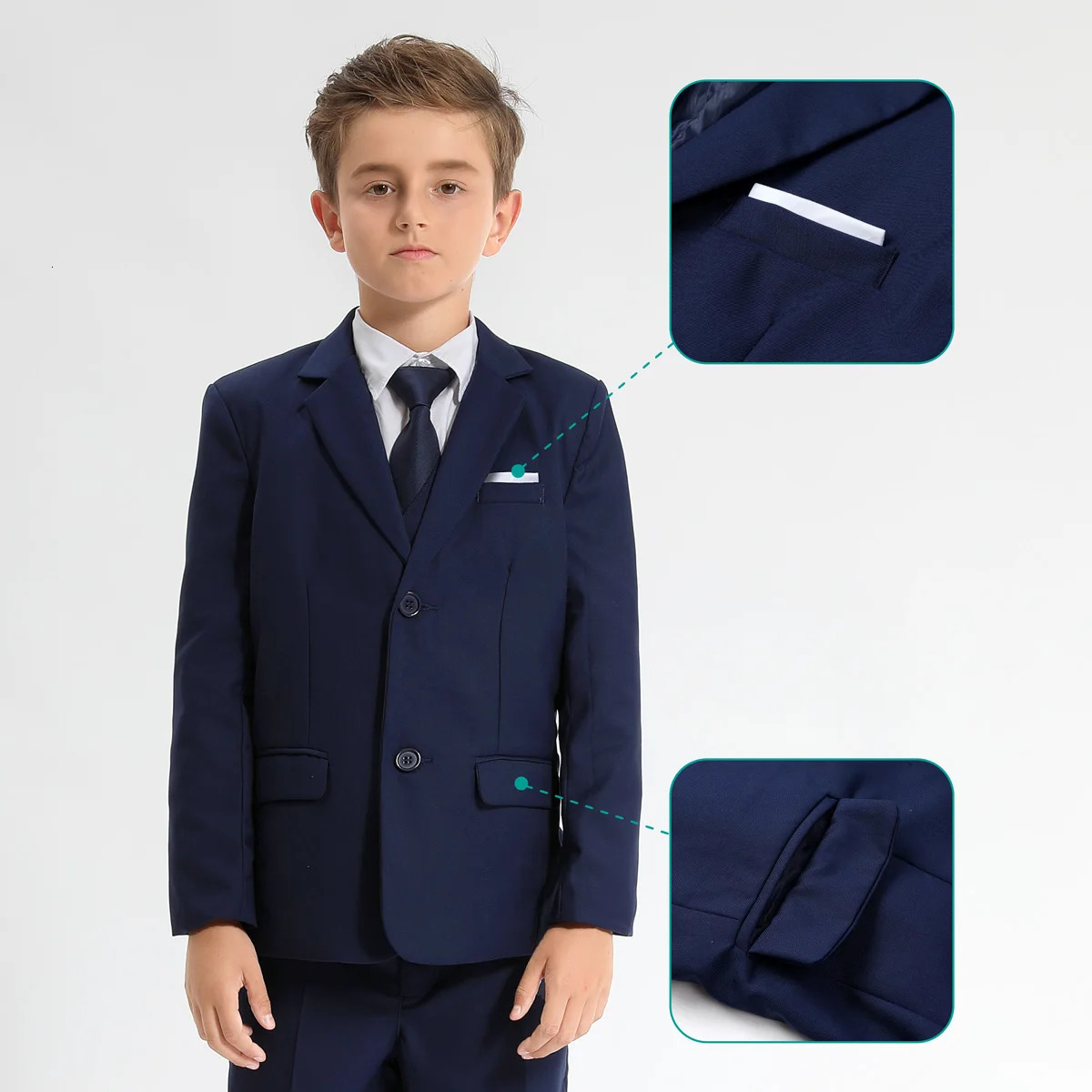 Suit for Kids Boys Wedding Formal Outfit Set Children Gentleman Ring Bearer Clothings Perform Tuxedo Vest Pants Blazer 3PCS 251021