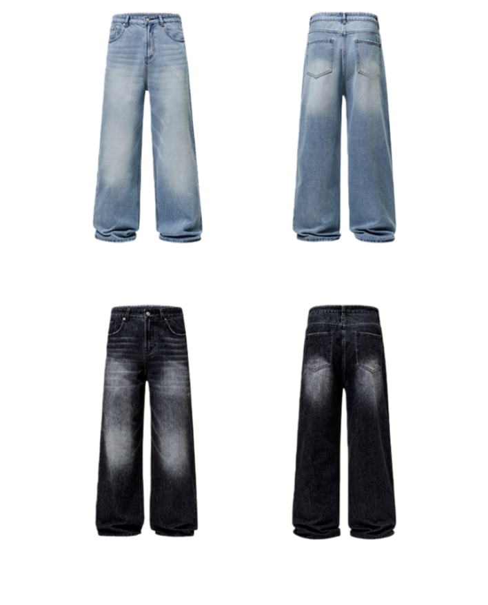 Men's Jeans Retro Blue Button Aipper Luxury brand Design Men Cargo Pants Casual Loose Gothic Trousers Autumn High Street Loose style Black Long P