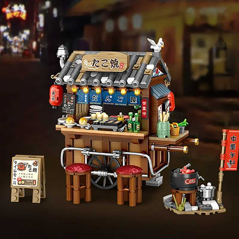 Street View Series Building blocks Izakaya Shaved Ice Shop Takoyaki Shop Coffee shop Panda Tea House model childrens gift J251022