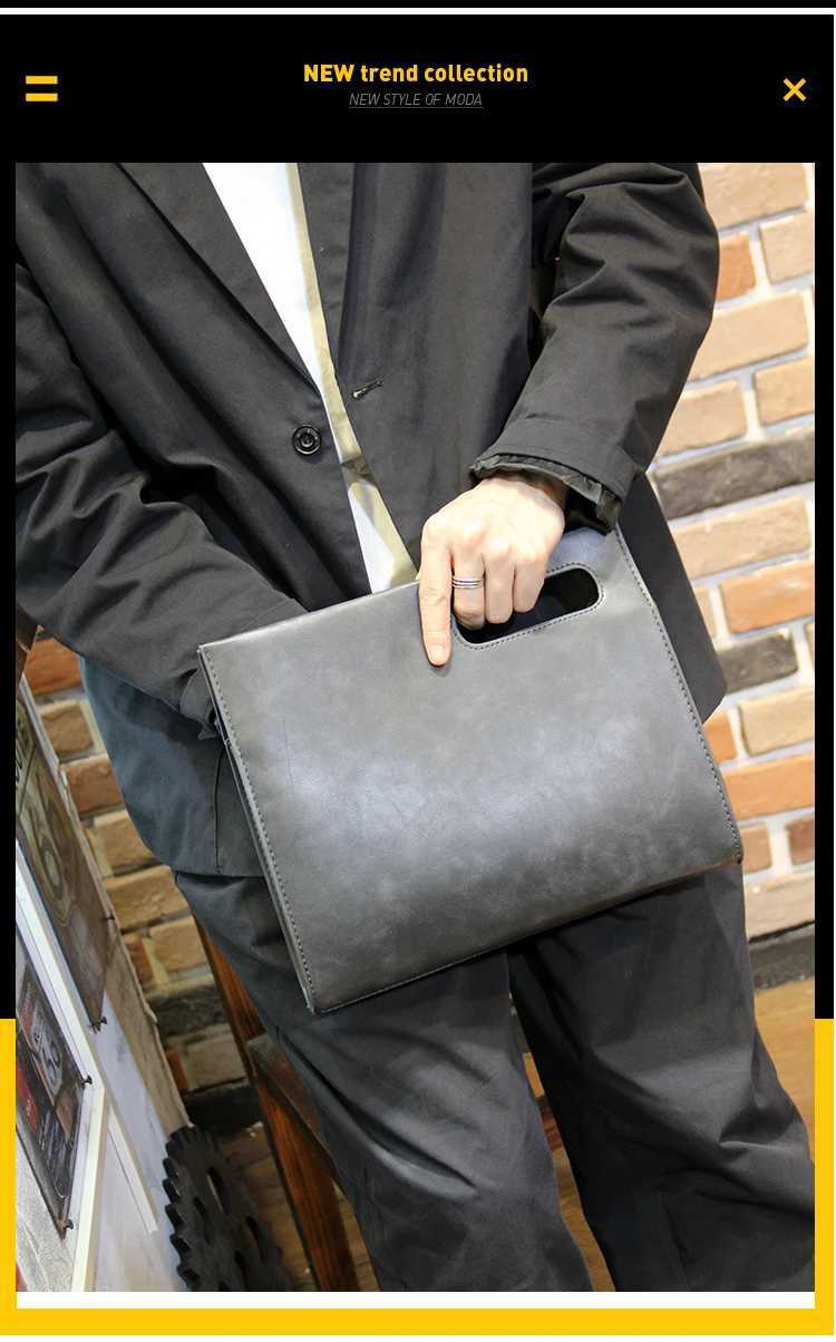 Xiaop Fashion Male High Quality Pu Leather Retro Handbag New Design Single Shoulder Bag Gray Small Bag Small Briefcase Handbag W251022