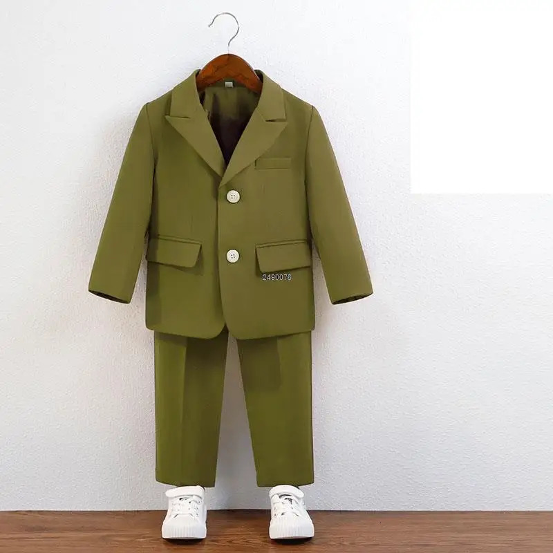 Little Boys Pography Suit Baby Boys Jacket Pants 2PCS Dress Children Formal Wedding Ceremony Costume Kids Performance Blazer 251021