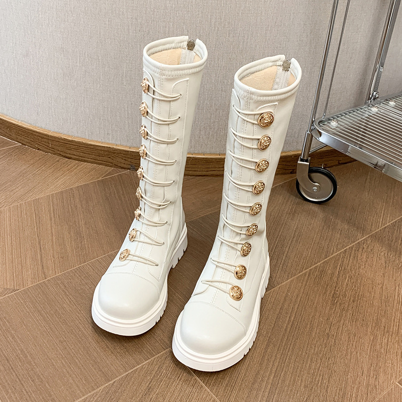 Girls Long Boots Children Knee High Fashion Motorcycle Boots Platform Princess Kidsnest Kids Girl High Boots Plus Big Sizes 26 - 39 US9C-US5Y K1166