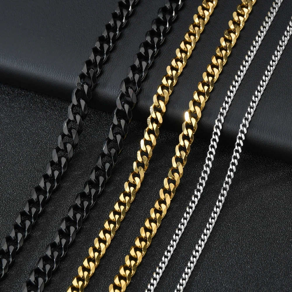 357mm Stainless Steel Cuban Link Chain Classic Punk Personality Jewelry Simple Fashion Hiphop Couple Necklace for Men Women U251022
