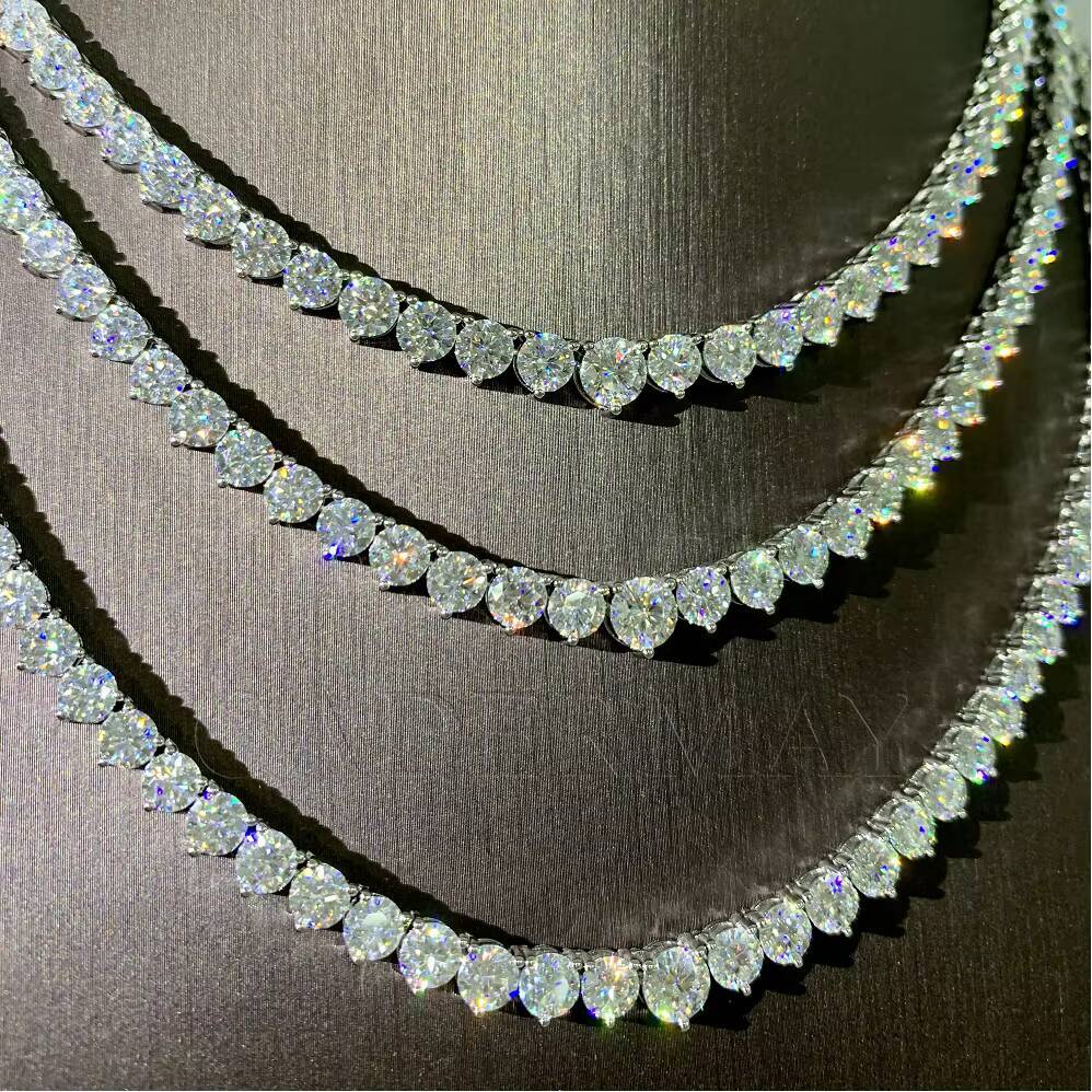 Cadermay Fine Jewelry Tennis Pendant Necklace AGL Certificate 65mm D VVS Moissanite Chain Graduated Tennis Necklace