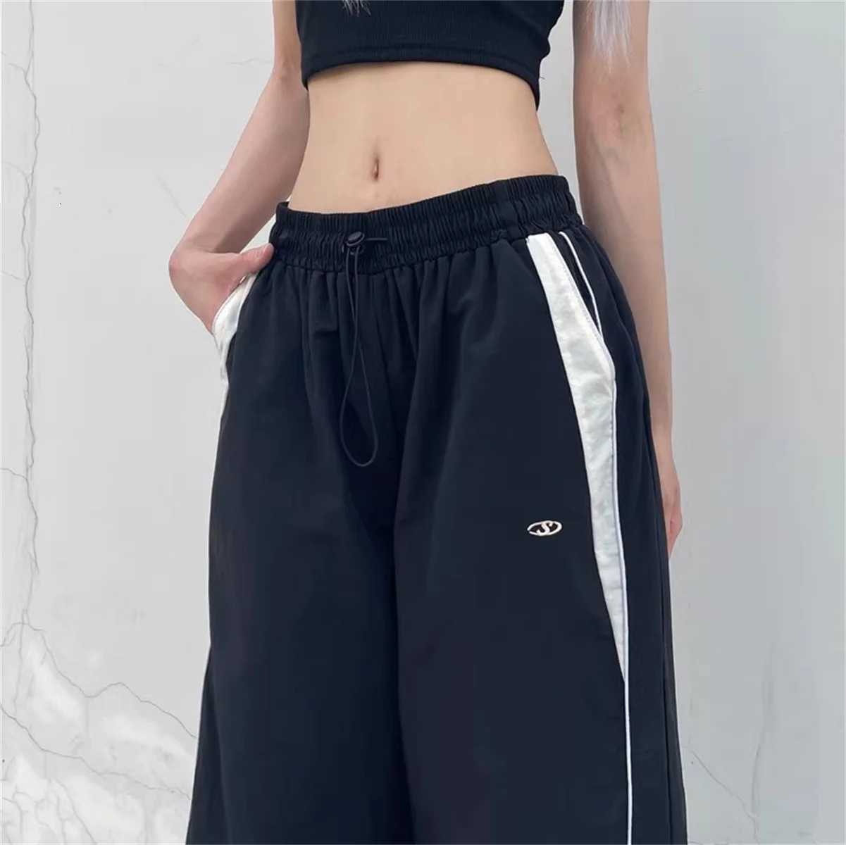 Y2K Women Cargo Pants Vintage Streetwear Baggy Wide Leg Sweatpants Casual Drawstring Oversize Pockets Tech Fashion TrousersT251022