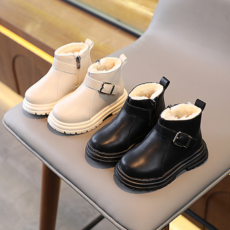 Girls Ankle Boots Kids Warm Plush Toddler Boots Fashion Design Children Snow Boots Littlesprouts for Girl Sizes 21 - 30 US5.5C-US12.5C L1163