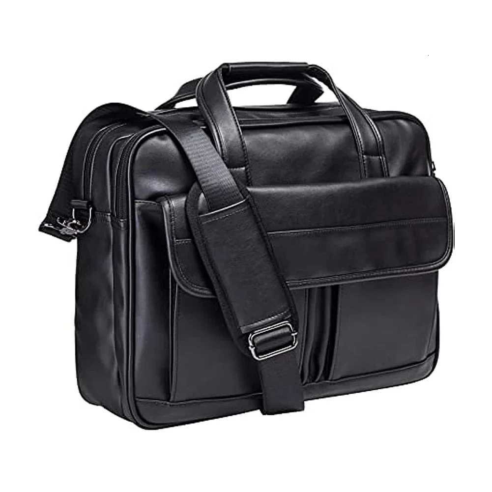 Large Capacity Briefcase MenS Business Shoulder Bag Retro Classical Leather WideStrap Crossbody Bag For 173inches Laptop Bag W251022