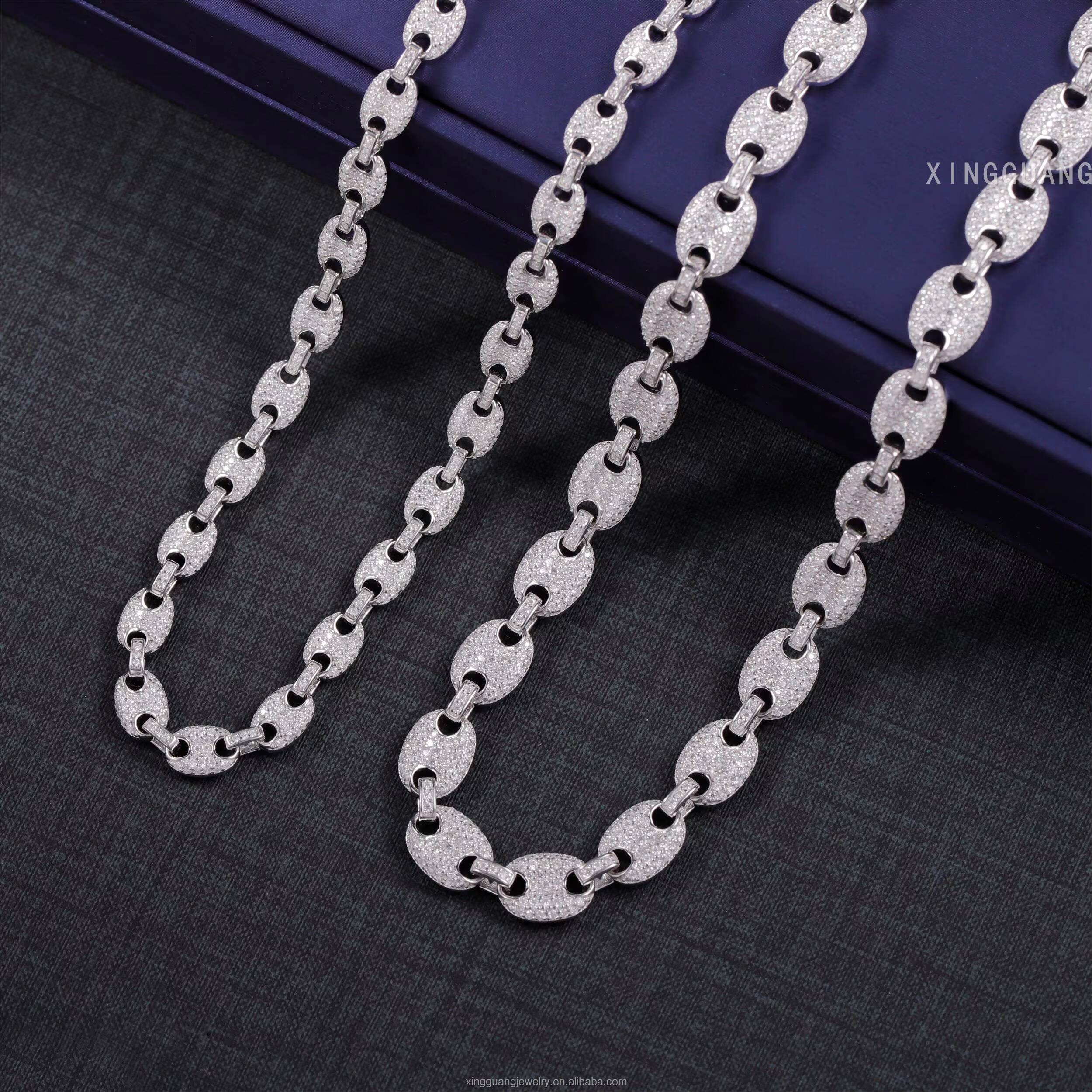 XG New Arrival Chain 925 Silver Hip Hop Jewelry Rapper Necklace with Ice Moissanite Cuban Lidynamic Chain