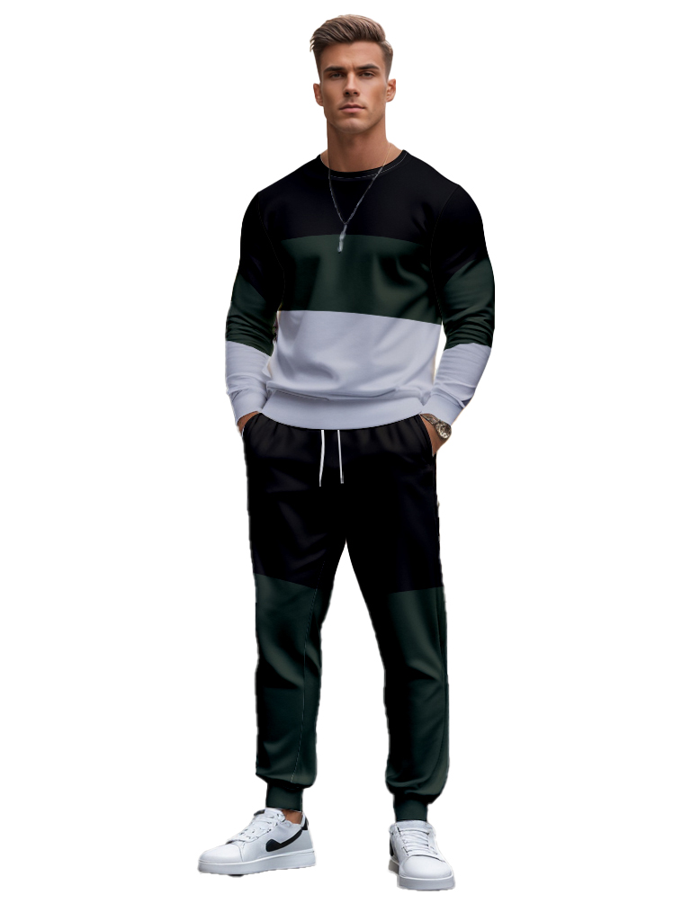 Men's Brown Knitted Cotton Blend Long Sleeve Round Neck Sweatshirt Ankle-Length Casual T-Shirt Comfortable Outdoor Wear - YLWY00154