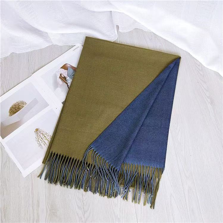 T2118 new two-color scarf women's spring and autumn winter thick Korean version double-sided warm shawl neck scarf