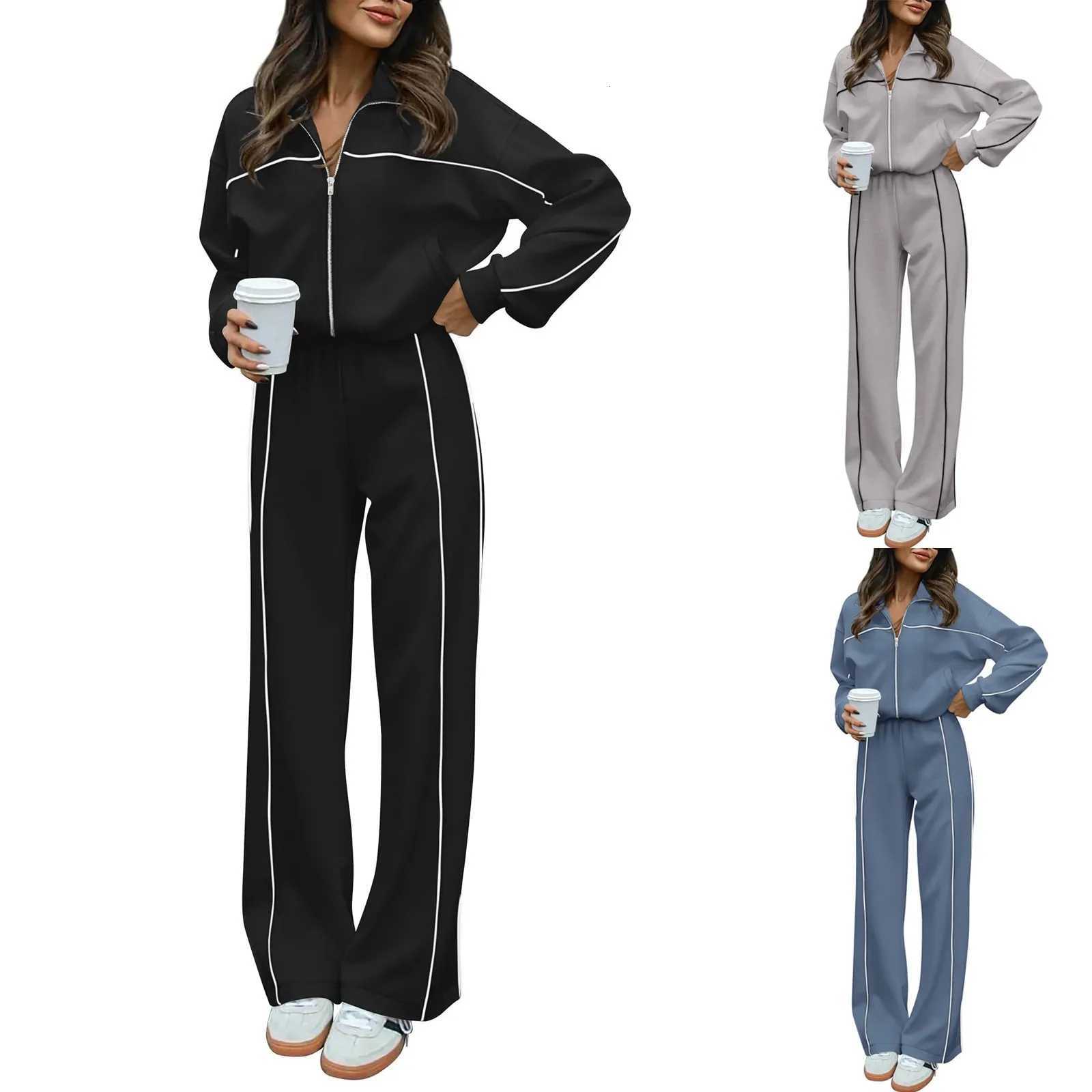 Sweatsuits For Women Summer Set 2 Piece Outfits For Women Jogging Suit Lounge Sweatshirt Jogger Pants With PocketsT251022