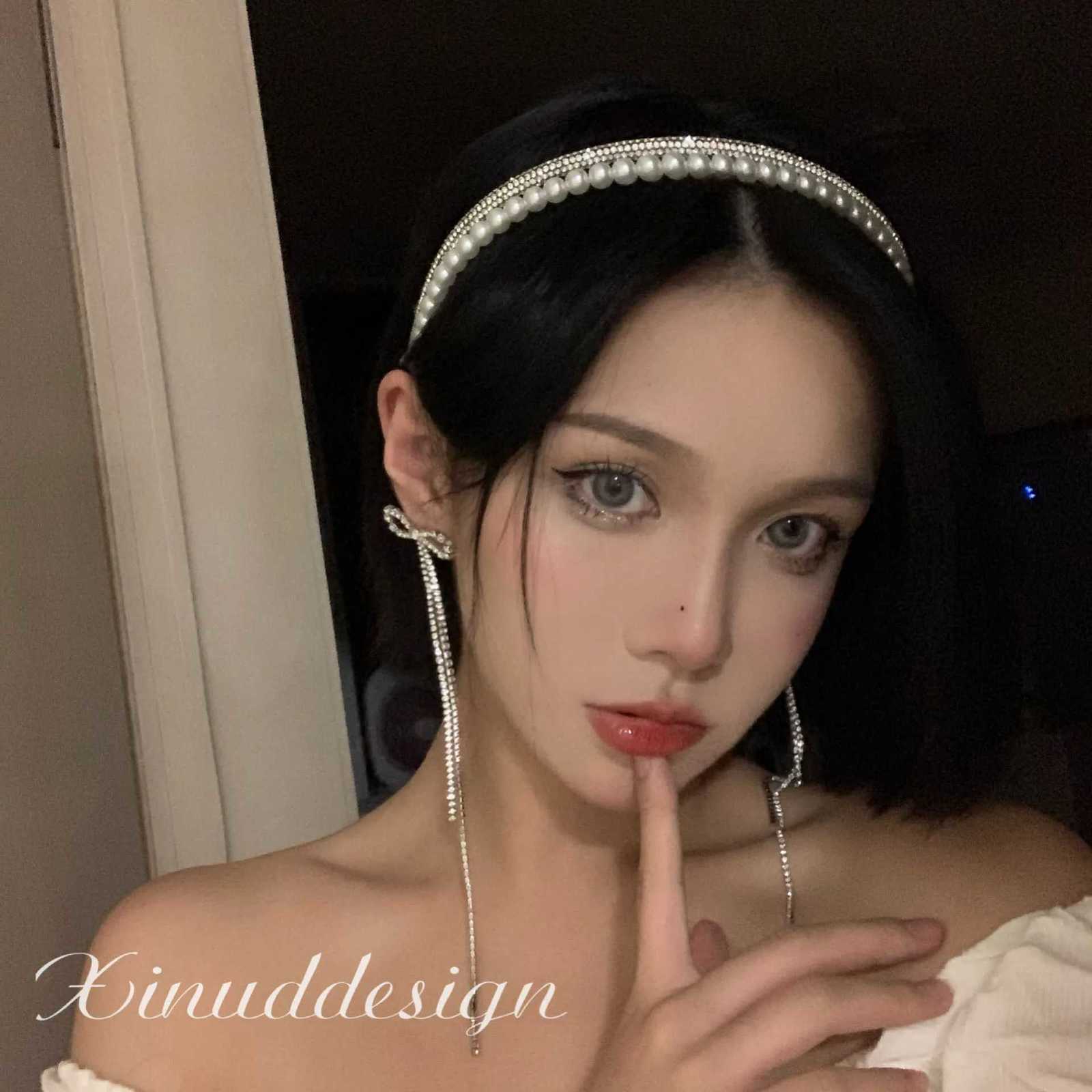 Women Vintage Elegant Full Pearls Simple Metal Hairbands Lady Sweet Hair Decorate Headband Hair Hoops Fashion Hair Accessories V251022