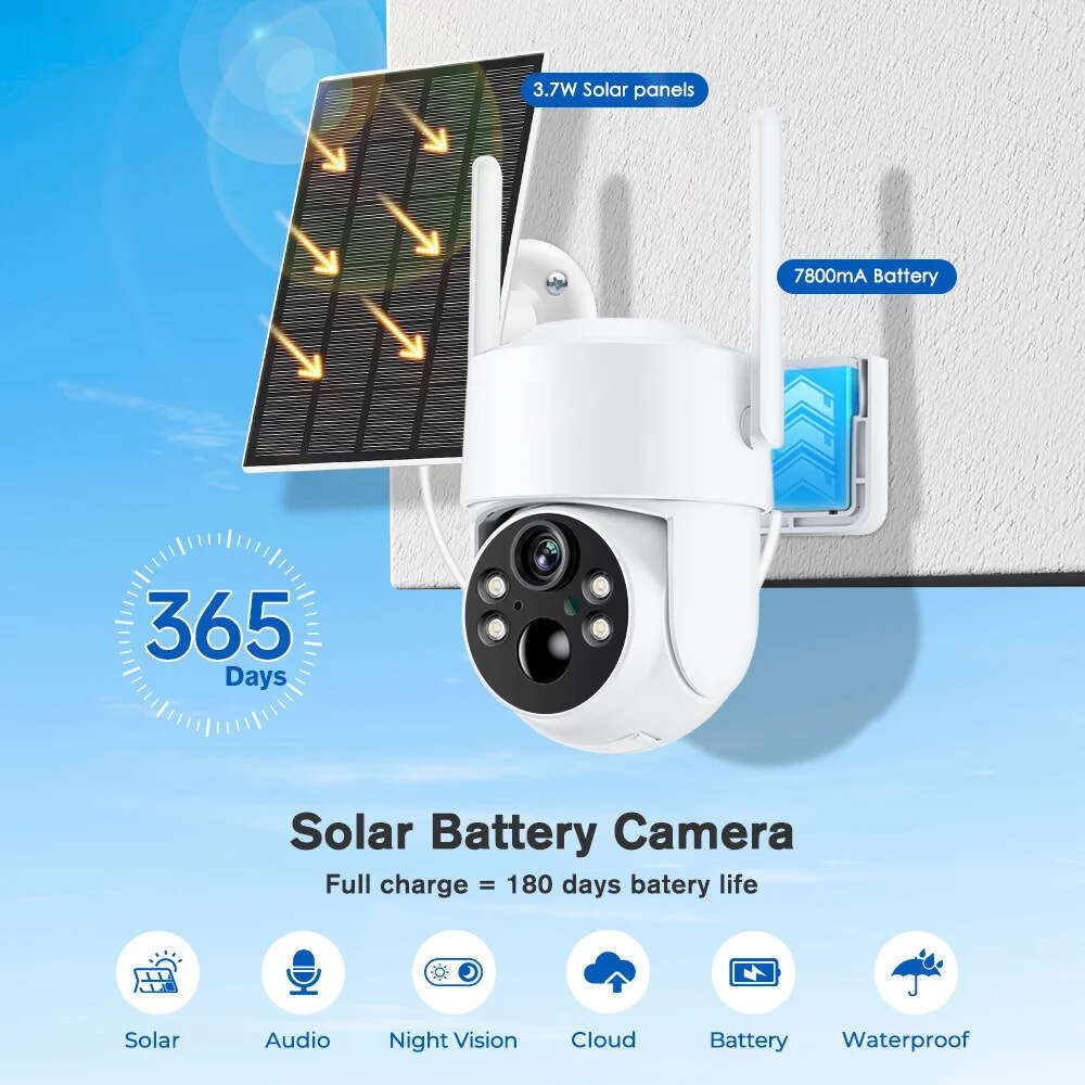 icsee Surveillance Solar Camera Outdoor Waterproof Home Wireless Network WiFi HD Smart Monitor