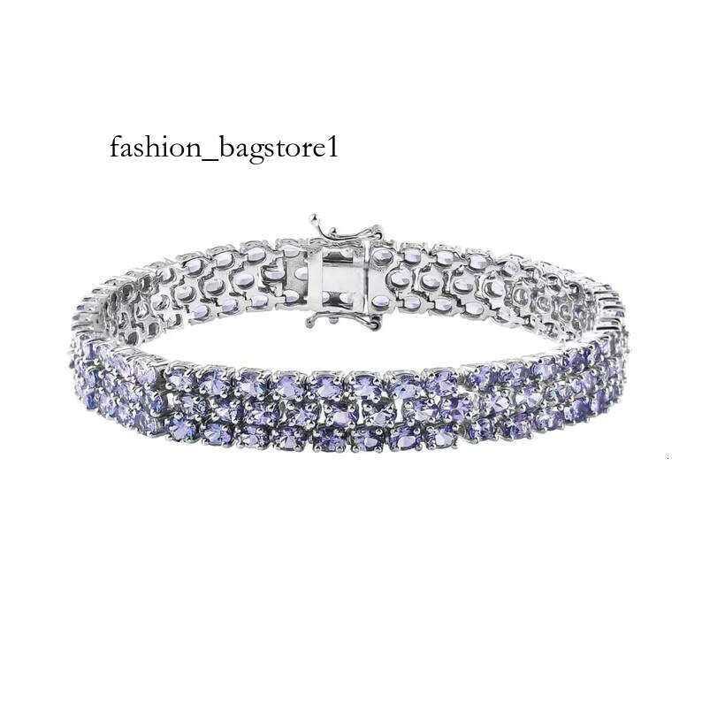 High-End Women's Three-Row Tanzanite Bracelet Sterling Sier Fashion Accessories Silicon Stone Bangle