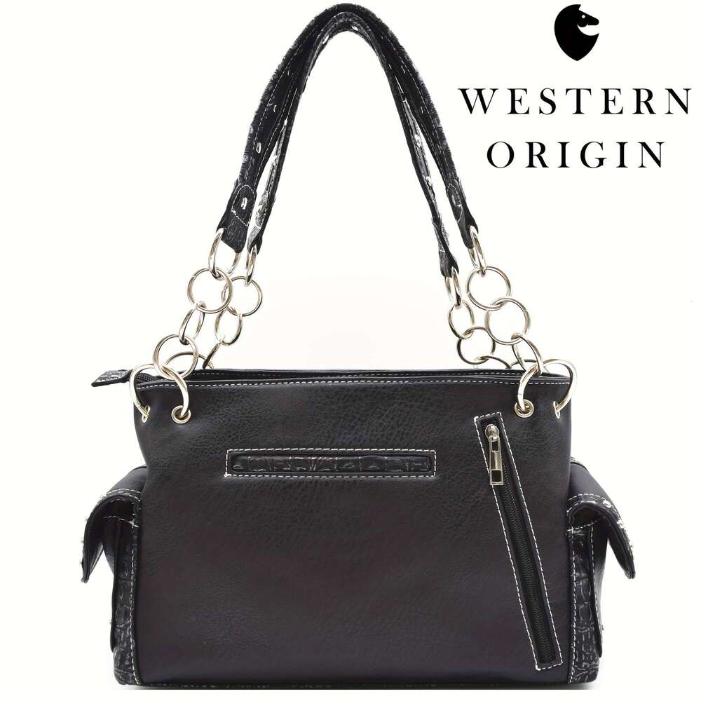 Punk Gothic Rock Metallic Day Of The Dead Floral Sugar Skull Faux Leather Purse Women Handbag Shoulder Bag Wallet Set