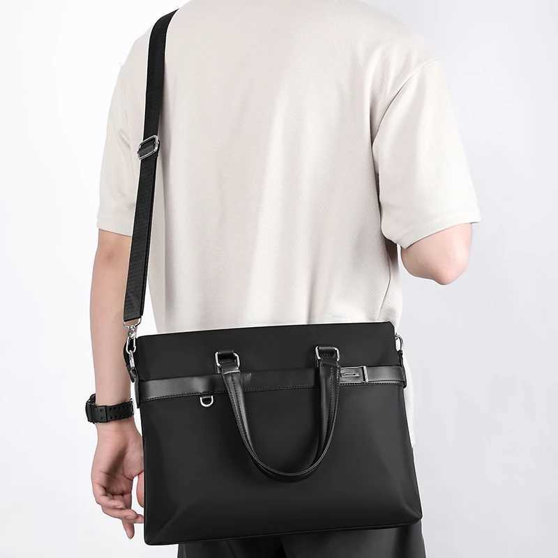 Luxury Design Business Men Briefcase Fashion Male 14inch Laptop Bag Durable Fabric Mens Handbag Large Capacity Casual Tote Bag W251022