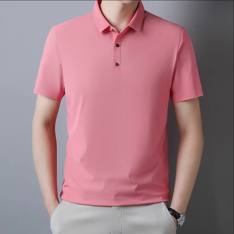 Summer Men Short Sleeve Ice Silk POLO Shirt Fashion Simple Mens Business Casual Pullover Large Size 5XL 251020