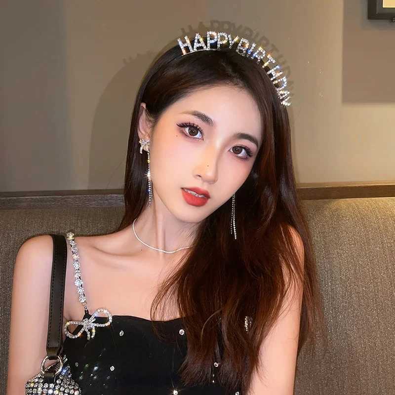 Shiny Rhinestone English Letters Happy Birthday Headband for Women Zinc Alloy Material Party Jewelry Popular Hair Accessory V251022