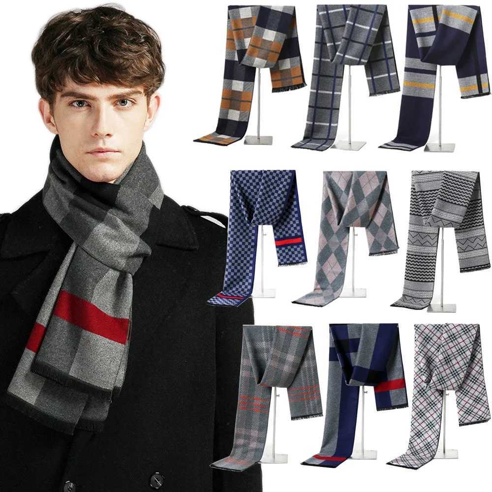 Luxury Brand Winter Plaid Cashmere Men Scarf Warm Checked Neck Scarfs Male Business Scarves Christmas Muffler for Men J251022