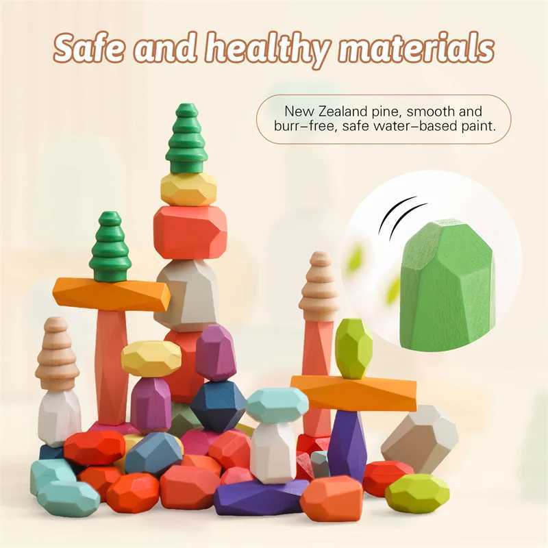 Baby MontessoriCreative Loose Parts Toys Wooden Rainbow Blocks Constructor Set Toys for Children Nordic Sensory Toy Baby Gifts J251022
