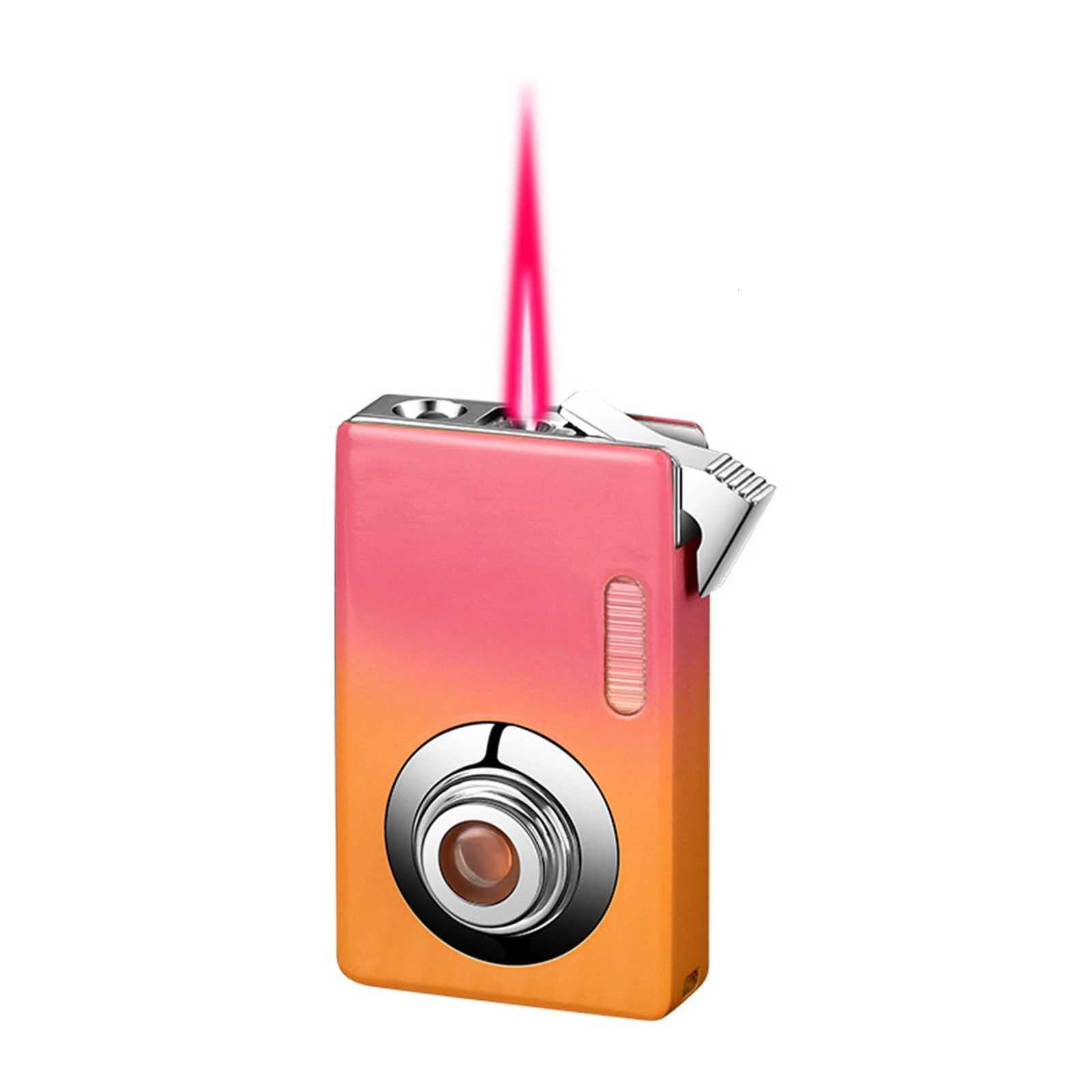 TorchLighters Refillable Butane TorchLighter Personzed Camera Shape Mens Lighter with Led for Cigars Candle C251022