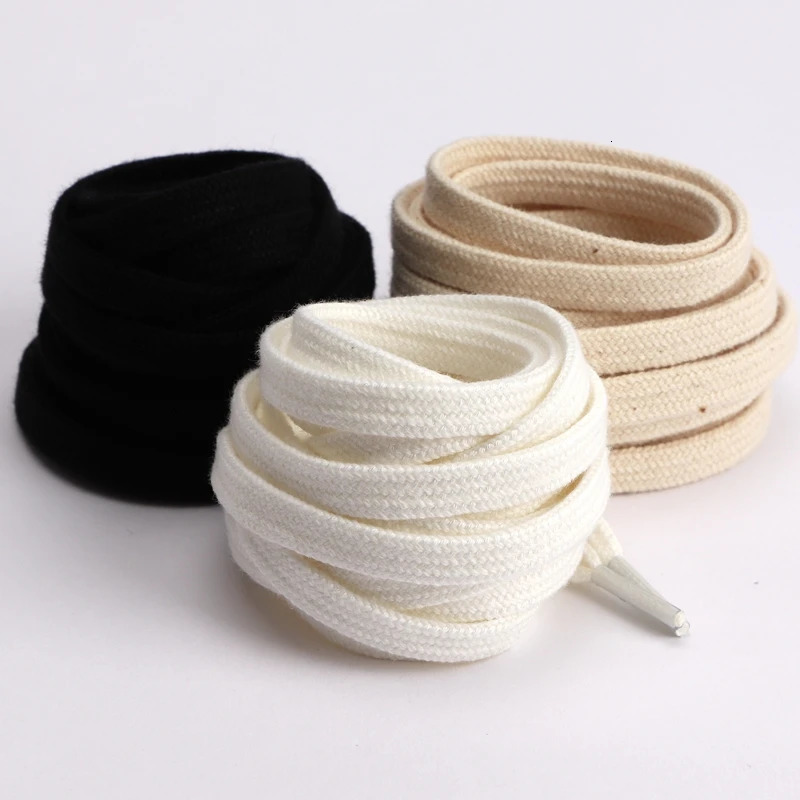 1Pair Flat Shoelaces Canvas Sneakers Shoeslace Cotton Rope Shoelace White Black Beige Solid Laces for Shoes 100120140160cm251021