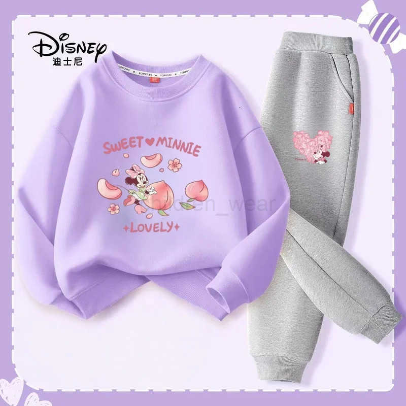 Disney Autumn Baby Girls Boys Clothes Set Children Minnie Printing Sweatshirt Top and Pants Bottom 2Pieces Suit Cotton Tracksuit H2510221
