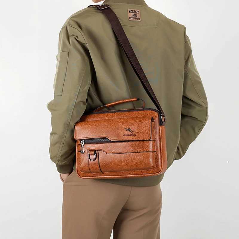 PU Leather Briefcase Hand Bag For Men Cross Messenger Office Business Tote Ipad Square Card Wallets Crossbody Shoulder Side Bag W251022