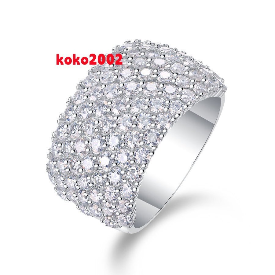 261CTW Luxury Silver Color Moissanite Full Pave Wide Band Ring Statement Jewelry for Parties and Weddings