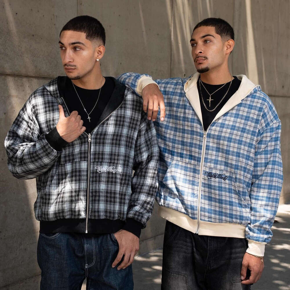 Ins Style Double-Sided for Men, Autumn Street Fashion Hooded Cardigan Sweatshirt