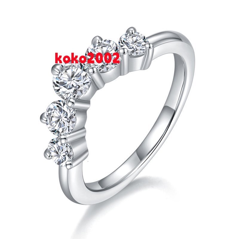 Hot Sale Five Stone Moissanite Ring 925 Sterling Silver Elegant Band Classic Style Wedding Engagement Jewelry for Women