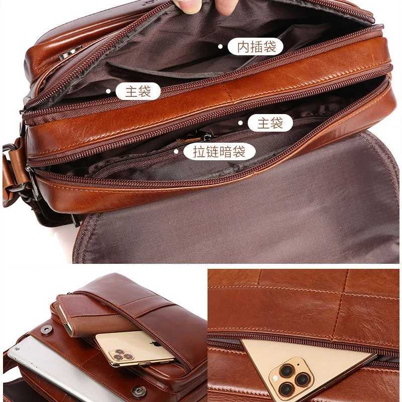 Vintage Luxury Handbag Cowhide Tote Shoulder Genuine Leather Briefcase for Man Business Messenger Crossbody Side Cross Bag W251022