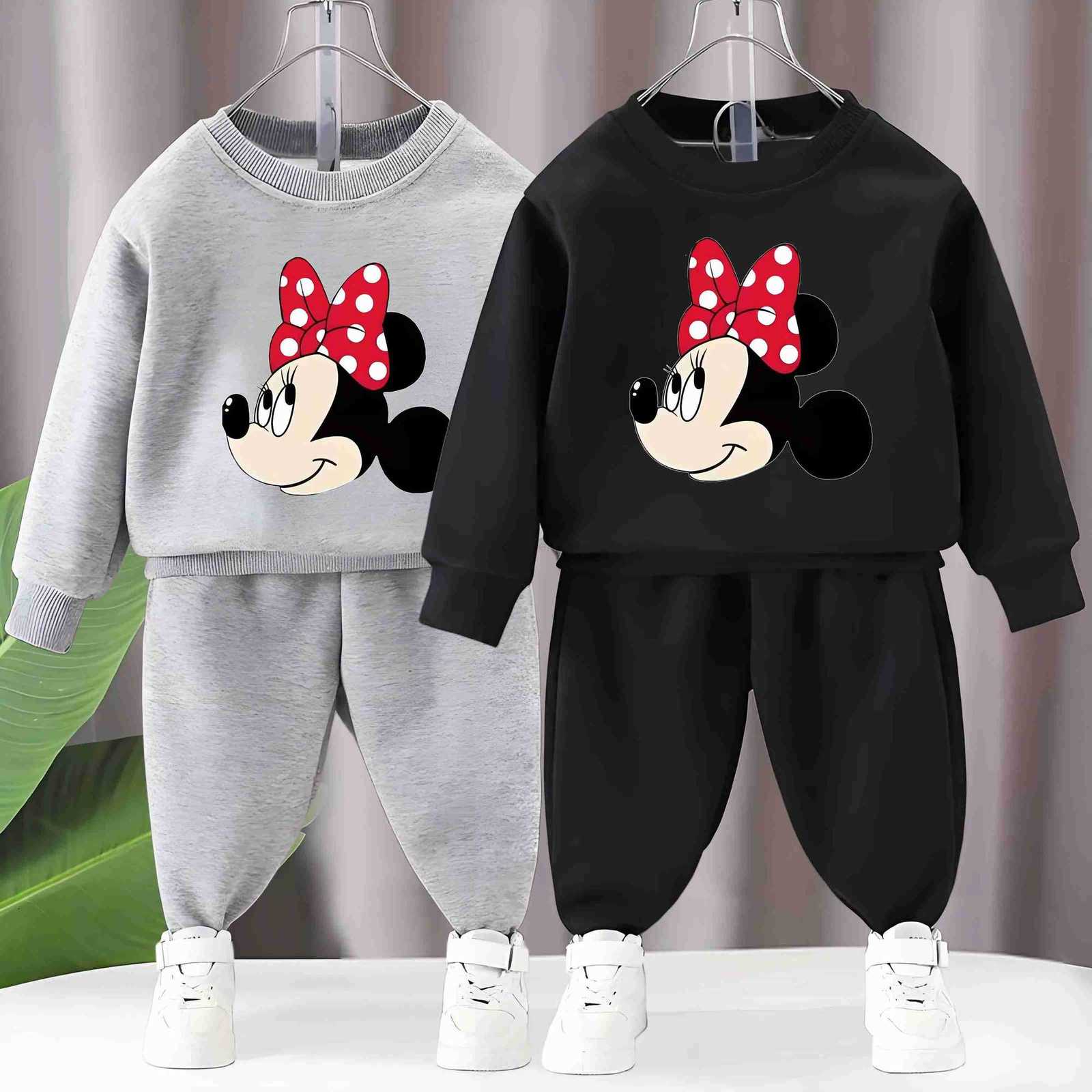 Disney Baby Girls Long Sleeve Pullover and Trousers Two Piece Sets Fall Childrens Hoodies Set Kids Casual Sweatsuits New H251022