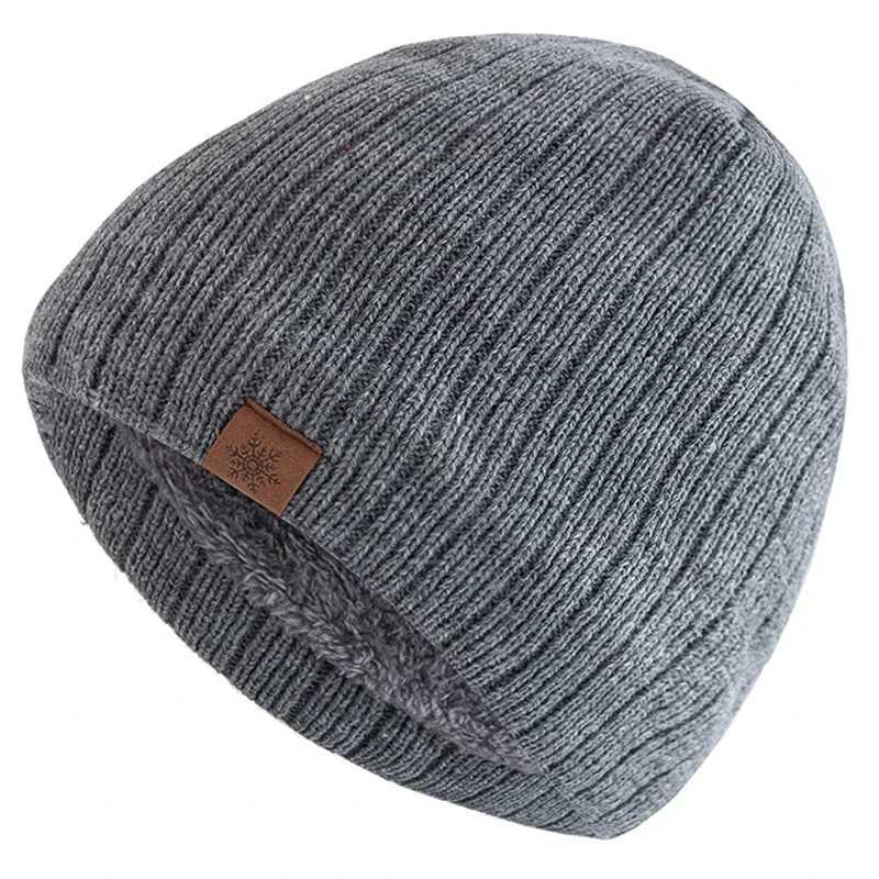 Unisex Snow Labal Winter Hats Solid Color Knitted Hats For Men Women Beanie Cap Outdoor Plush Fur Lining Warm Hats J251022