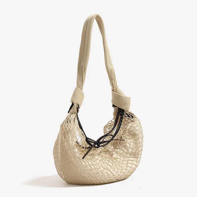 Spring/Summer Vacation Style Women Hollow Mesh Underarm Bag Fishing Net Knot Design Unisex Trendy Shoulder Crossbody Purse Mdng251022