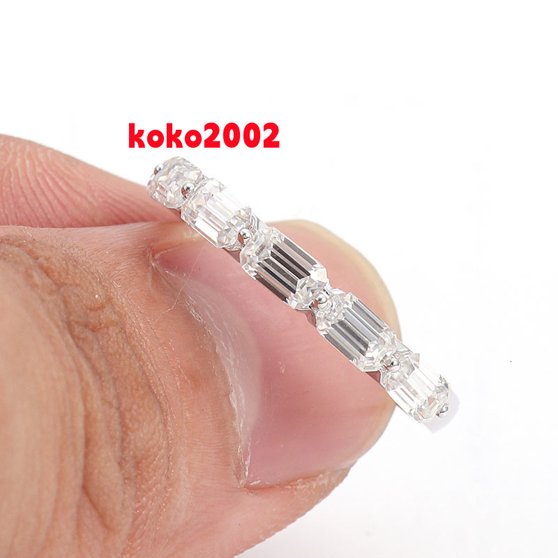 Half Setting 4x2mm baguette Cut DEF Moissanite Diamond Eternity Ring Band Fashion Jewelry Ring Women Jewelry