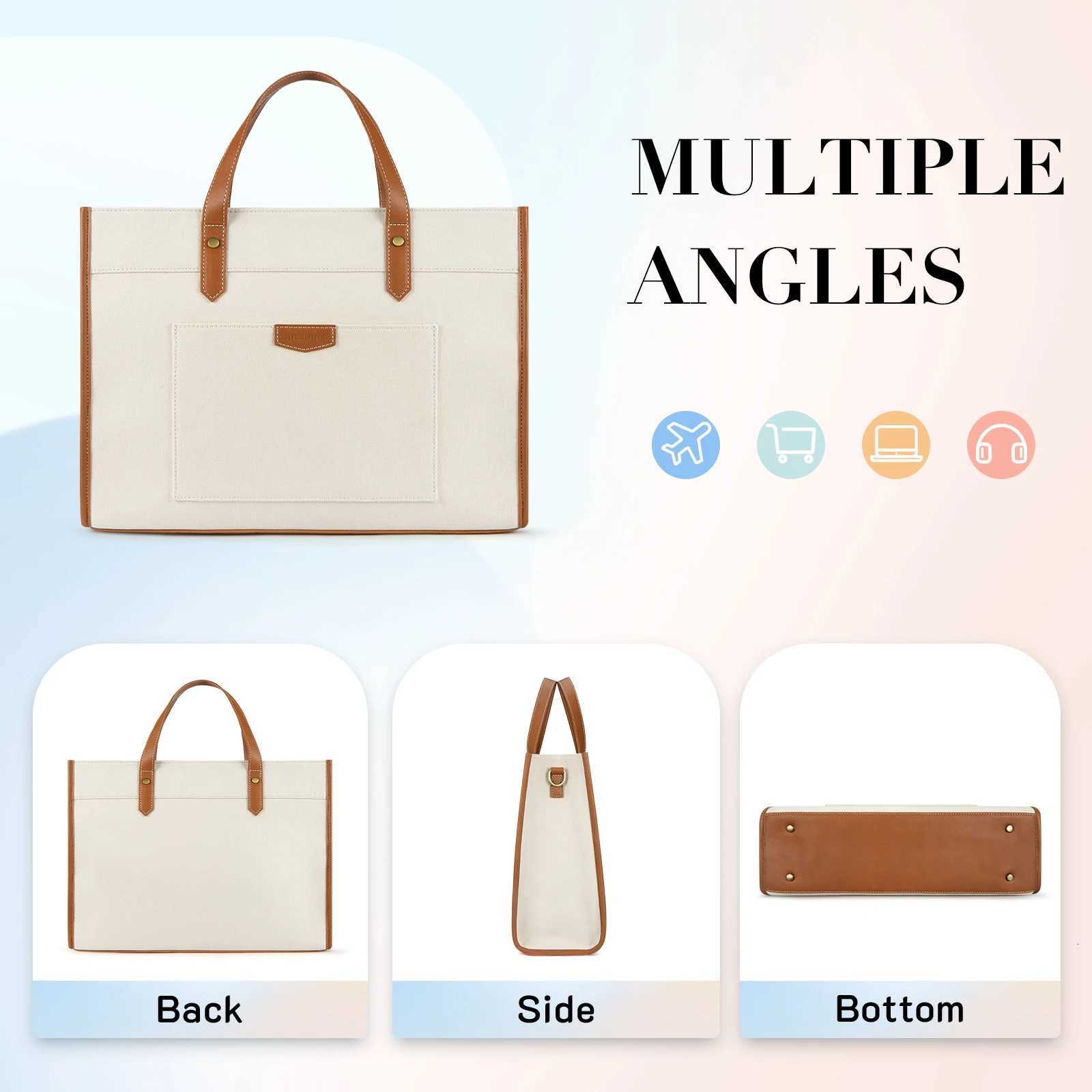 Missnine 156 Inch Woman Laptop Briefcase Tote Canvas ipad Bag Work Shoulder Bag Casual Tote Bag for Travel Office College W251022