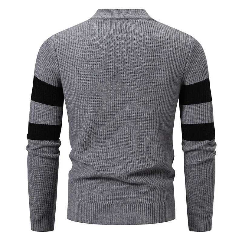 2025 High Quality Mens New Autumn and Winter Casual Warm Color Block Sweater Knit Tops Man ClothesXJ251022