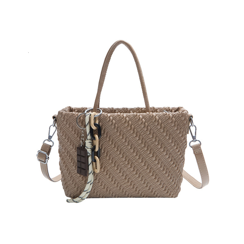 Luxury Brand Designer Bag Fashion Commuter Bucket Bag For Women 2025 Autumn Winter New High-End Woven Pattern Shoulder Bag Handheld Tote Bag