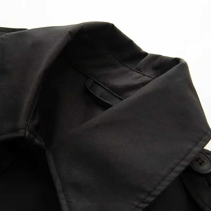 PBZA2025 autumn new womens loose version flat lapel long sleeve doublebreasted short imitation windbreaker jacket Y251105