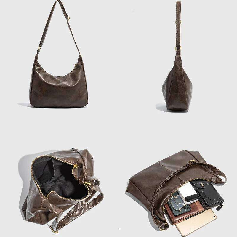 New Women's Fashion Handbags Retro Solid Color PU Leather Shoulder Underarm Bag Casual Women Hobos Messenger Bags Suo251022
