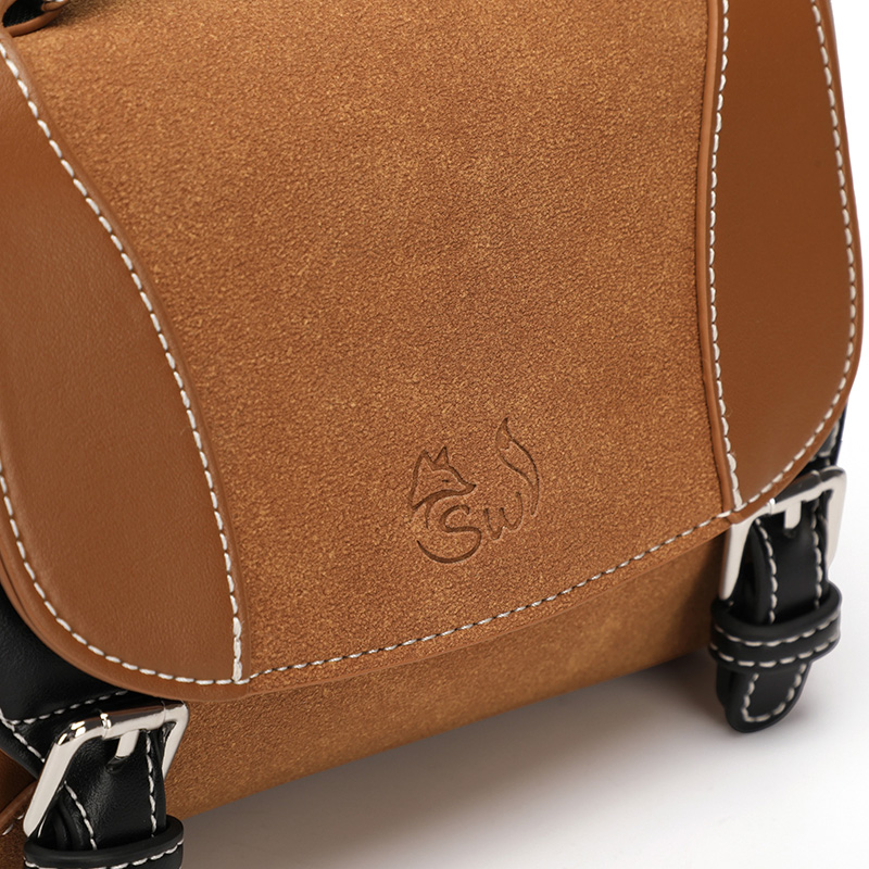 Sewafox Mini Backpack Women PU Leather Crossbody Shoulder Bag Removable Strap Brown White Purple Brown