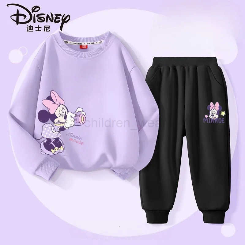 Disney Autumn Baby Girls Boys Clothes Set Children Minnie Printing Sweatshirt Top and Pants Bottom 2Pieces Suit Cotton Tracksuit H25102211