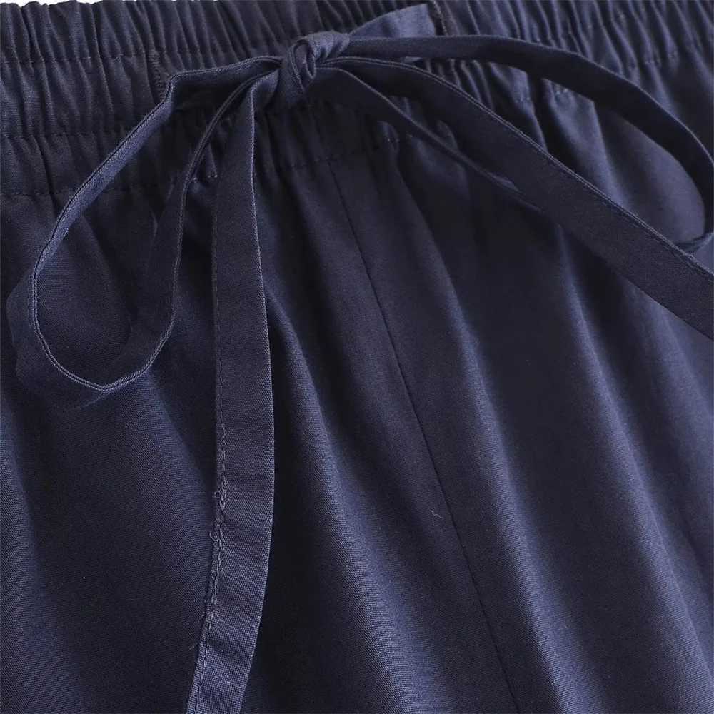 AutumnWinter New Product Womens Fashion Casual Long Sleeve Tie Shirt Mid Waist Wide Leg Pants SetT251022